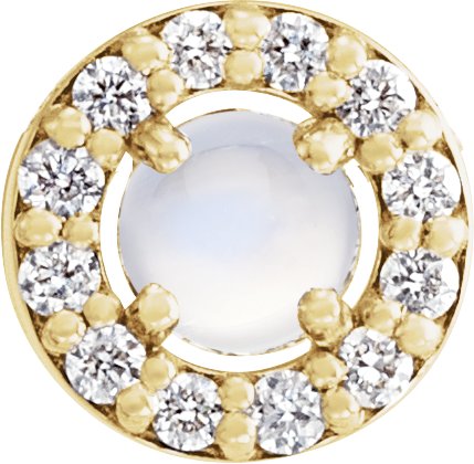 14K Yellow Cabochon Natural Rainbow Moonstone & .06 CTW Natural Diamond Halo-Style Pendant