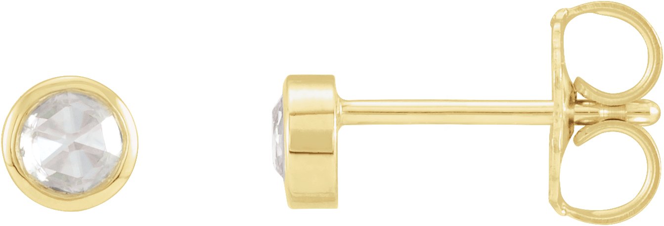 14K Yellow 1/8 CTW Rose-Cut Natural Diamond Bezel-Set Earrings