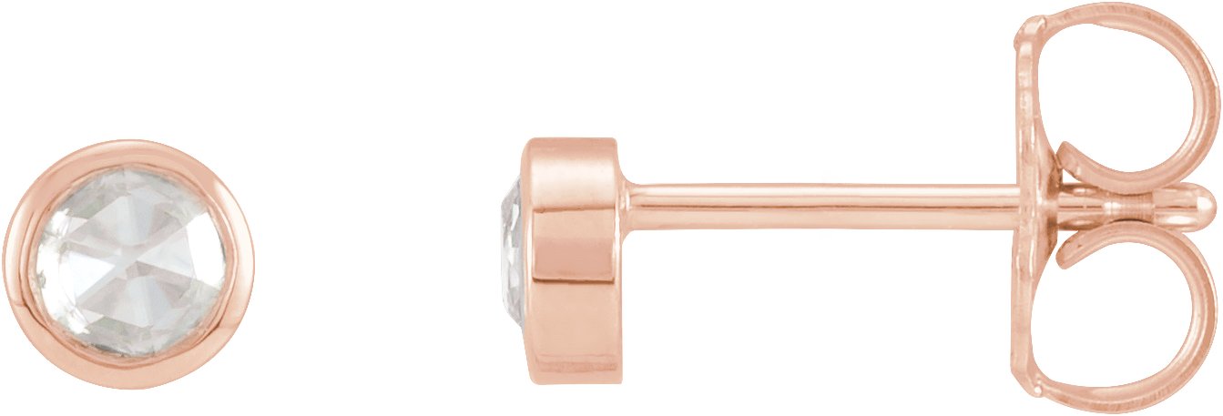 Round Bezel-Set Rose-Cut Stud Earrings