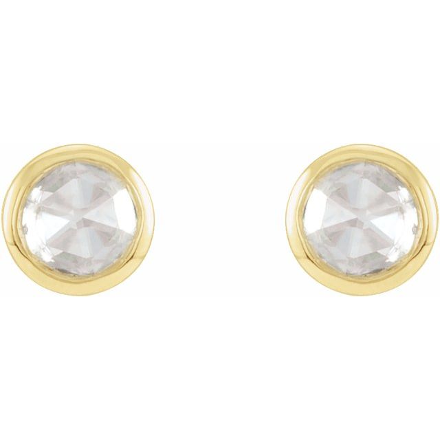 14K Yellow 1/8 CTW Rose-Cut Natural Diamond Bezel-Set Earrings