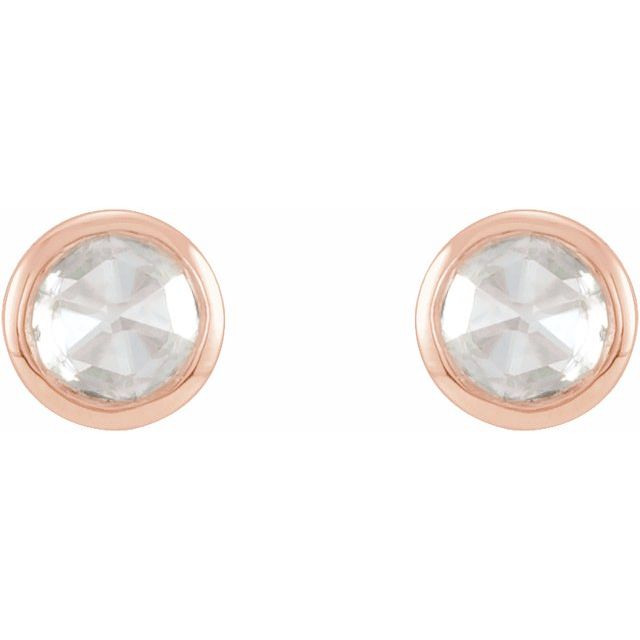 14K Rose .05 CTW Rose-Cut Natural Diamond Bezel-Set Earrings