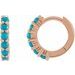 14K Rose Natural Turquoise 12.2 mm Huggie Hoop Earrings