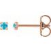 14K Rose Cabochon Natural Turquoise 4-Prong Claw Earrings