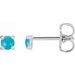 Platinum Cabochon Natural Turquoise 4-Prong Claw Earrings