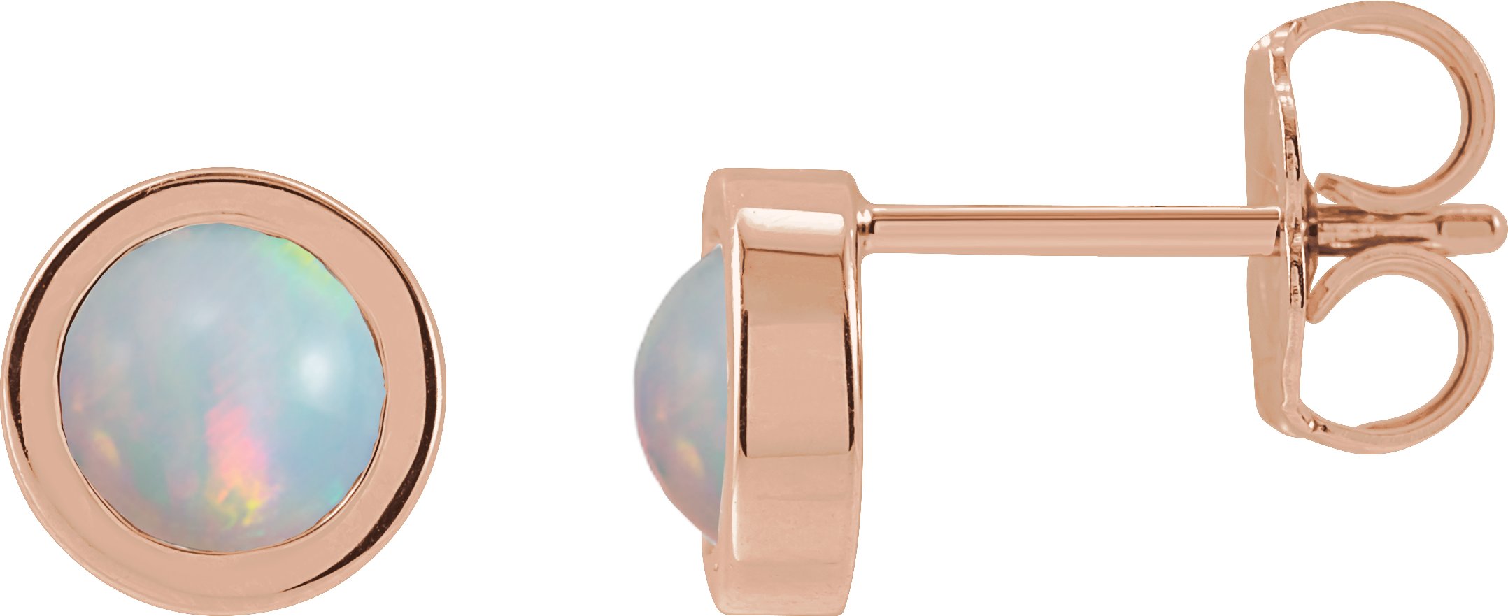 Round Bezel-Set Rose-Cut Stud Earrings