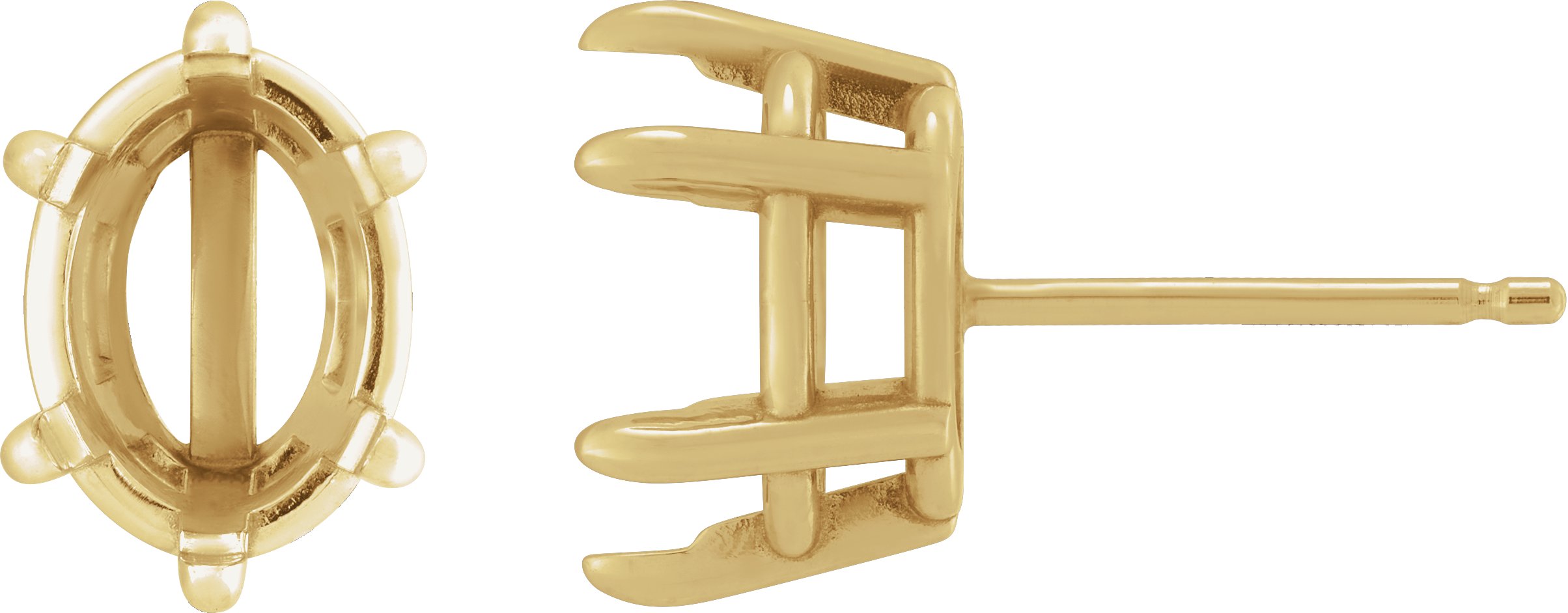 Oval 6-Claw Prong Stud Earrings