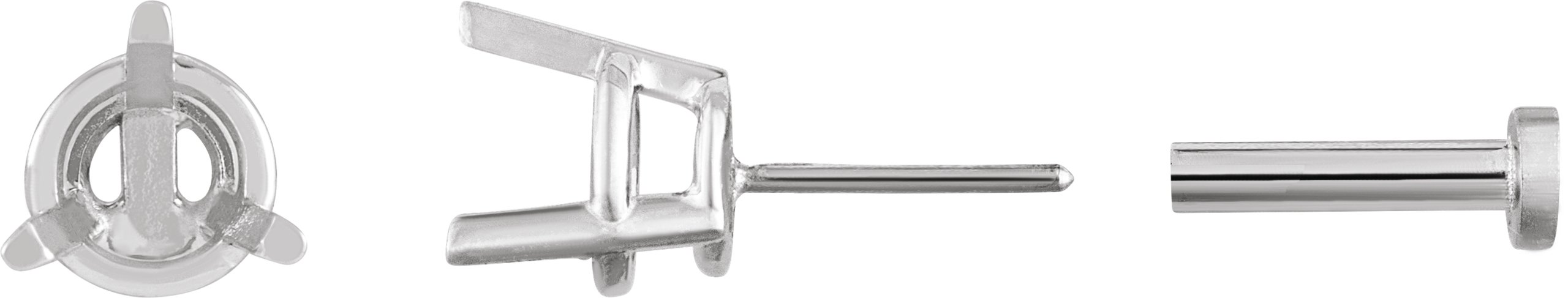 Round 3-Prong Press Fit Stud Earrings
