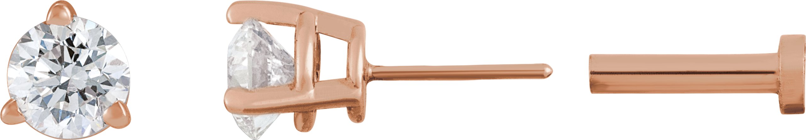 Round 3-Prong Press Fit Stud Earrings