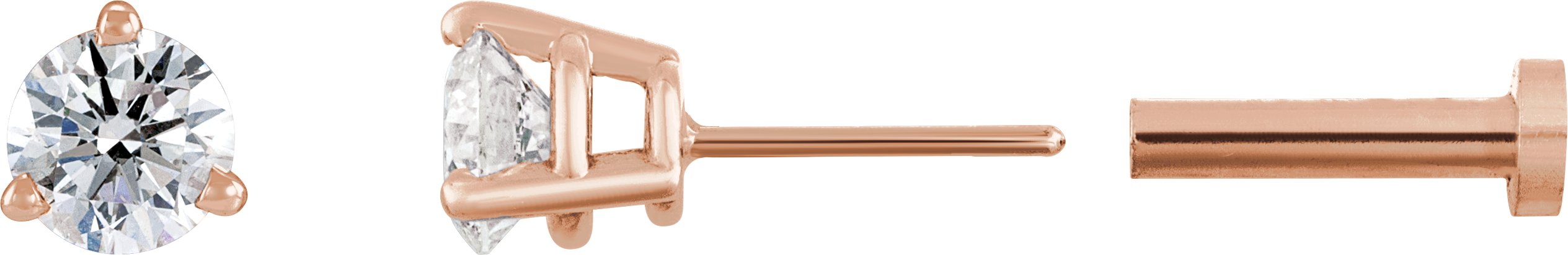 Round 3-Prong Press Fit Stud Earrings