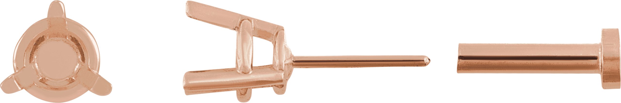 Round 3-Prong Press Fit Stud Earrings