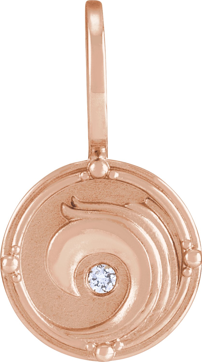 14K Rose .015 CT Natural Diamond Water Element Pendant