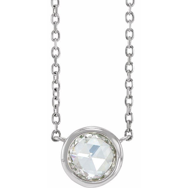 14K White 1/2 CT Rose-Cut Natural Diamond Bezel-Set 18 Necklace