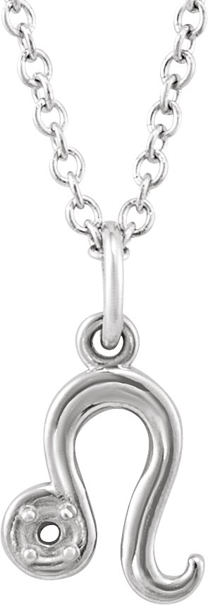 Sterling Silver 1.5 mm Round Accented Leo Zodiac 16-18