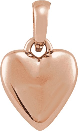 14K Rose Puffy Heart Pendant