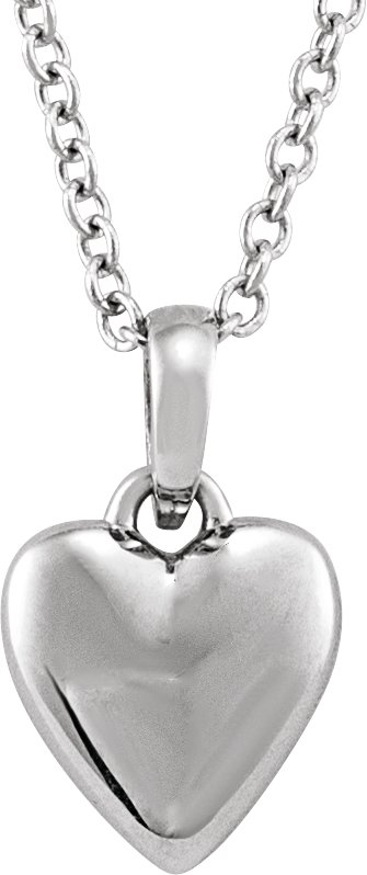 Sterling Silver Puffy Heart 16-18" Necklace