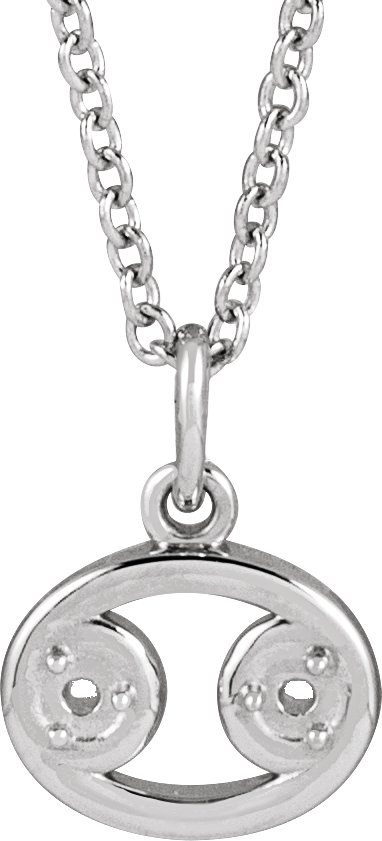 Sterling Silver 1.5 mm Round Accented Cancer Zodiac 16-18