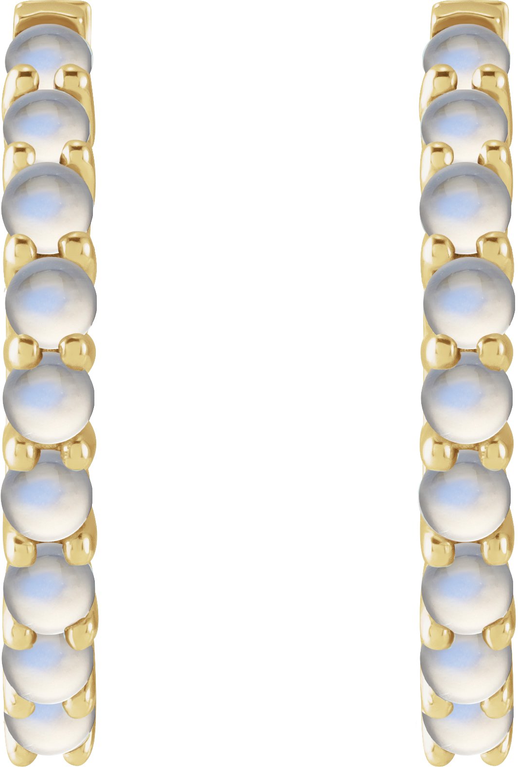 14K Yellow Natural Rainbow Moonstone 20 mm Huggie Hoop Earrings