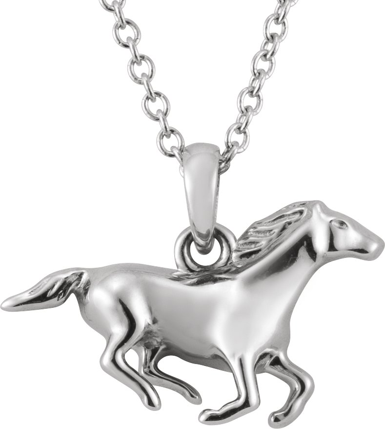 Sterling Silver Horse 16-18" Necklace