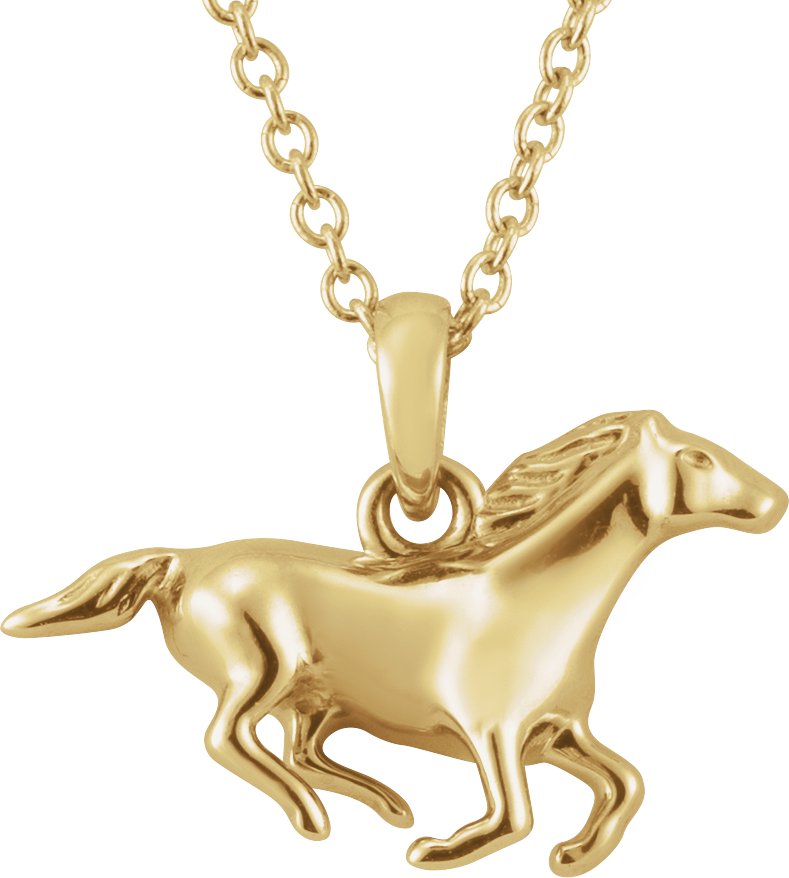 14K Yellow Horse 16-18" Necklace