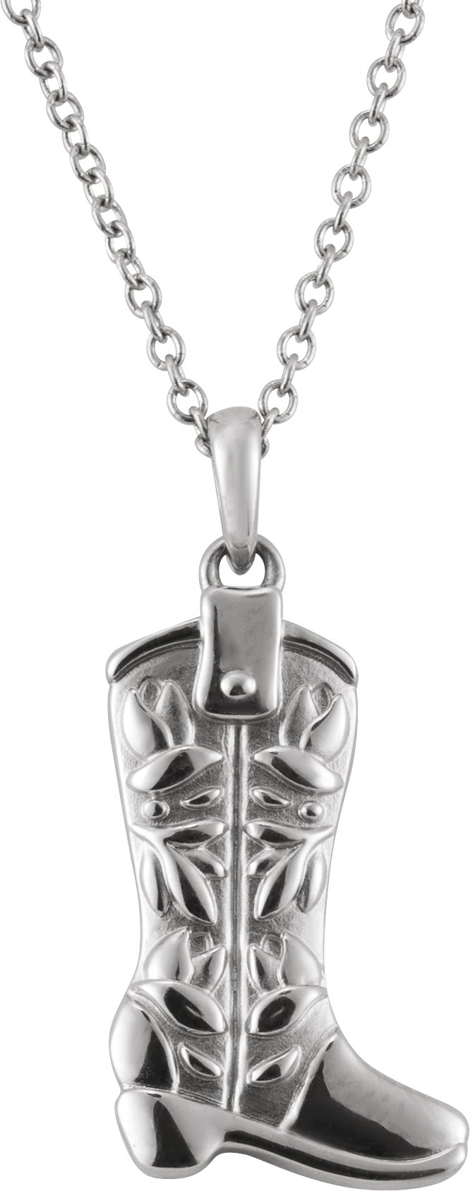 Sterling Silver Western Boot 16-18" Necklace