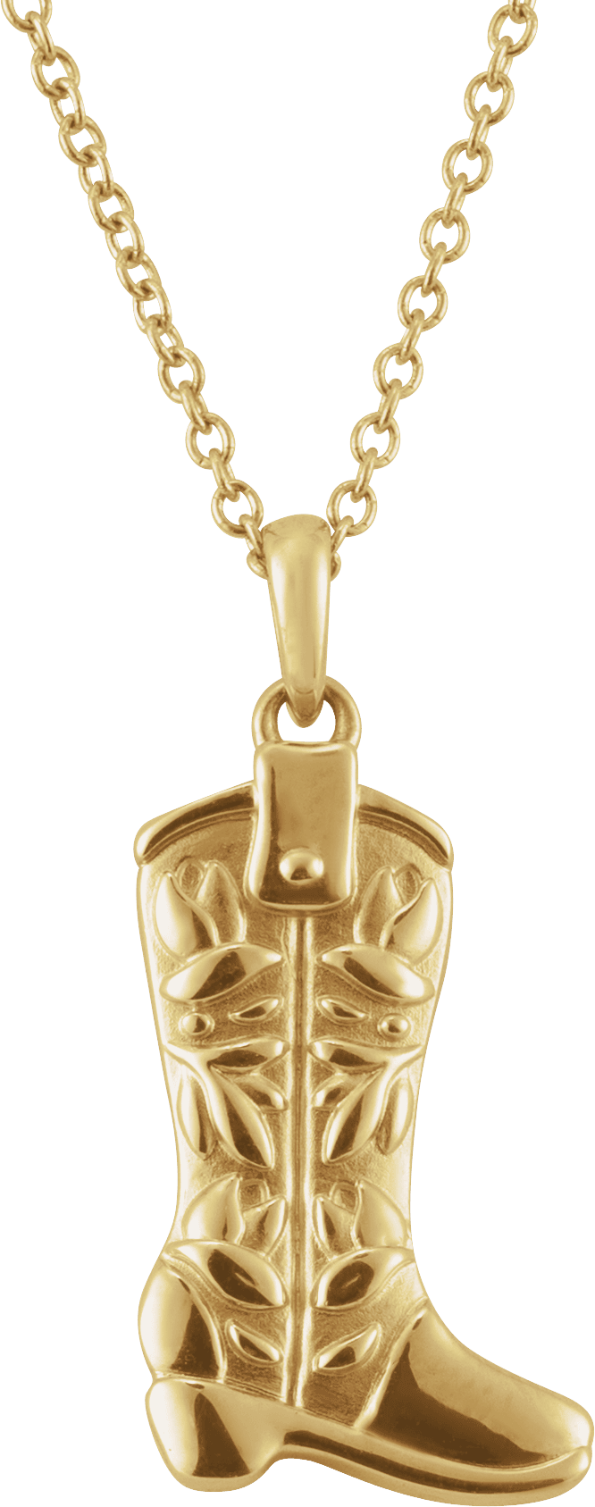 14K Yellow Western Boot Necklace