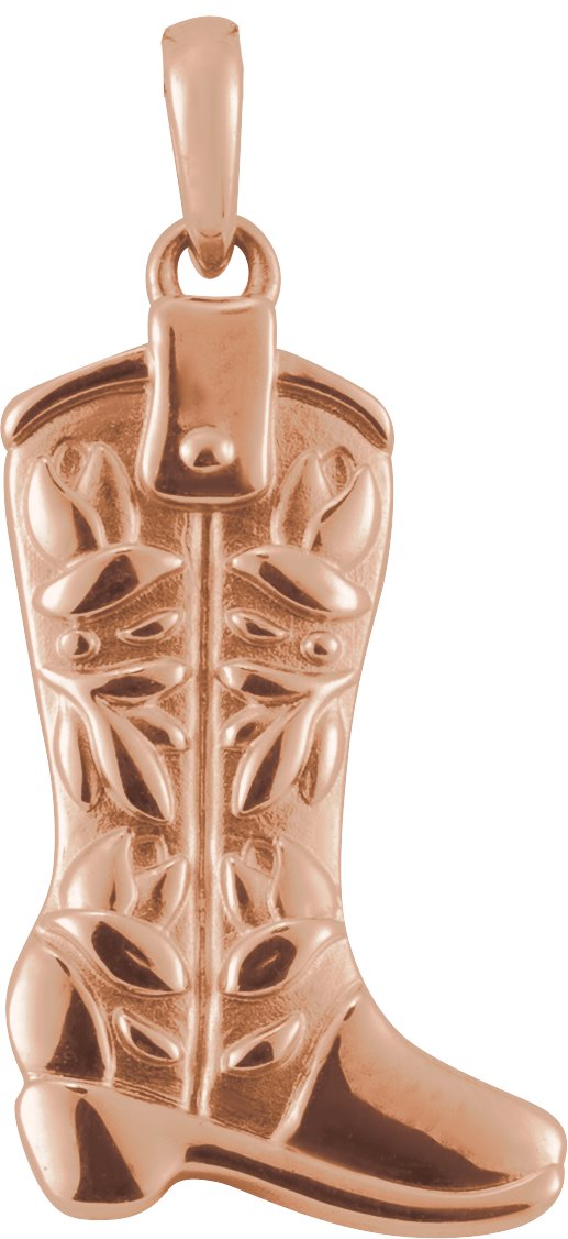 14K Rose Western Boot Pendant