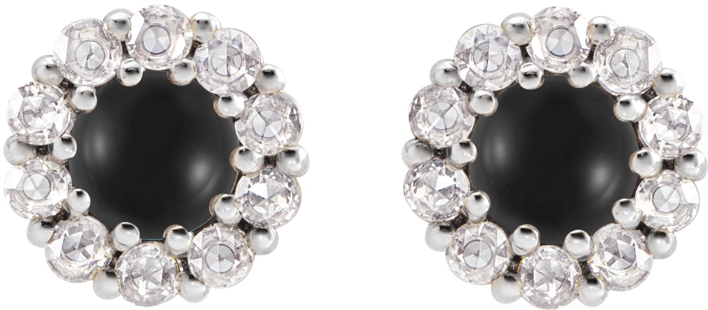 5 mm Cabochon Natural White Opal & 1/3 CTW Natural Diamond Halo-Style Earrings view 2
