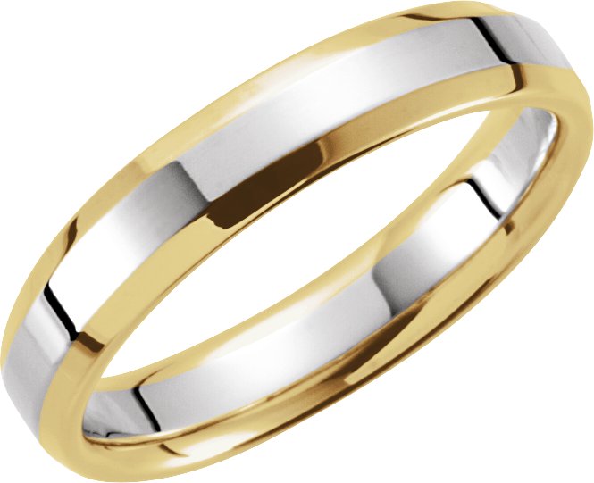 14K Yellow/White 4 mm Beveled-Edge Band Size 12