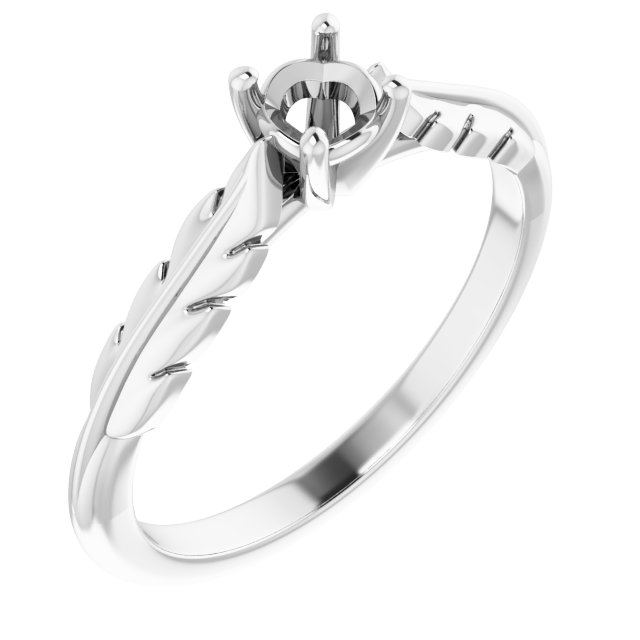 Solitaire Leaf Engagement Ring