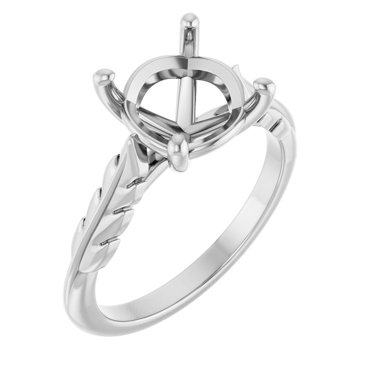 Solitaire Leaf Engagement Ring