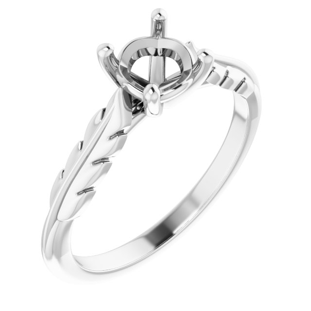 Solitaire Leaf Engagement Ring