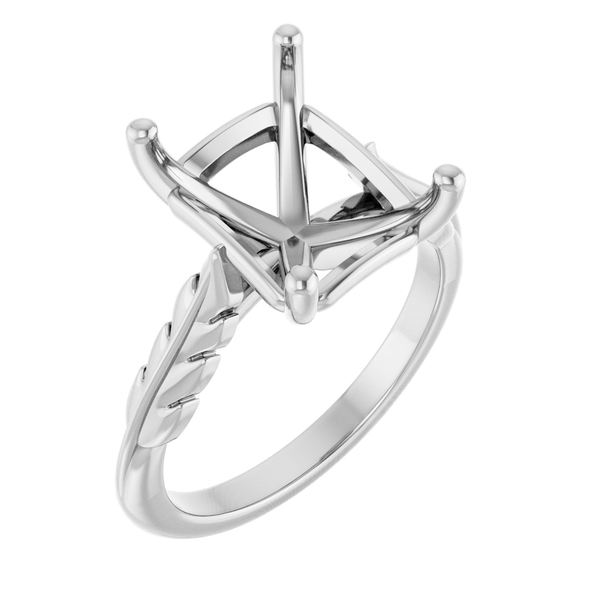Solitaire Leaf Engagement Ring