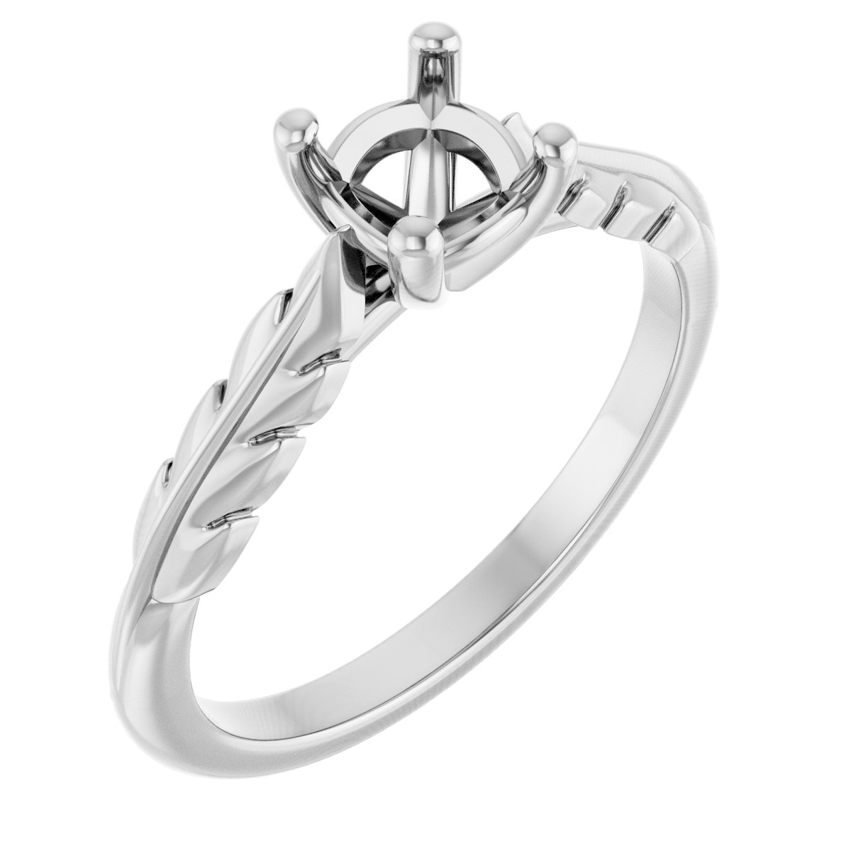 Solitaire Leaf Engagement Ring