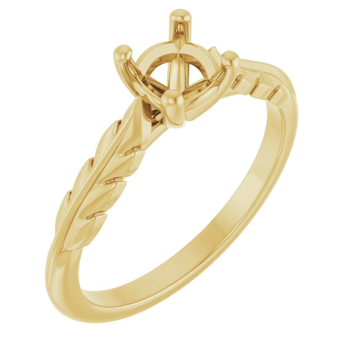 Solitaire Leaf Engagement Ring