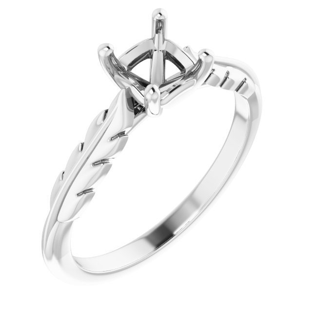 Solitaire Leaf Engagement Ring