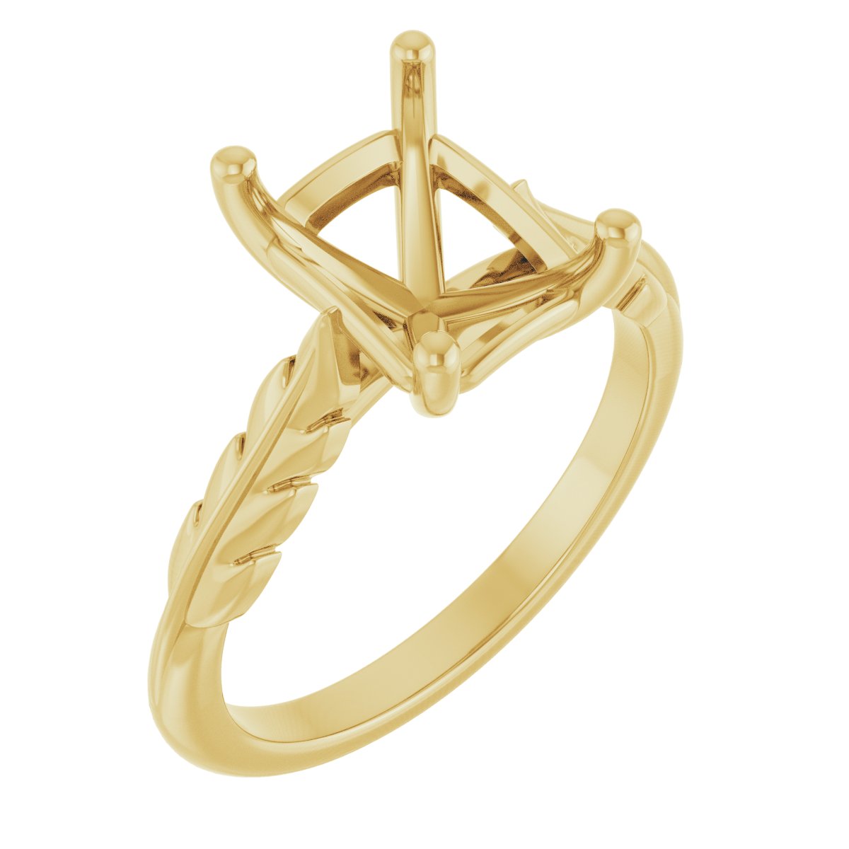 Solitaire Leaf Engagement Ring