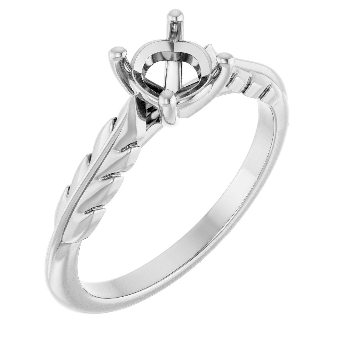 Solitaire Leaf Engagement Ring