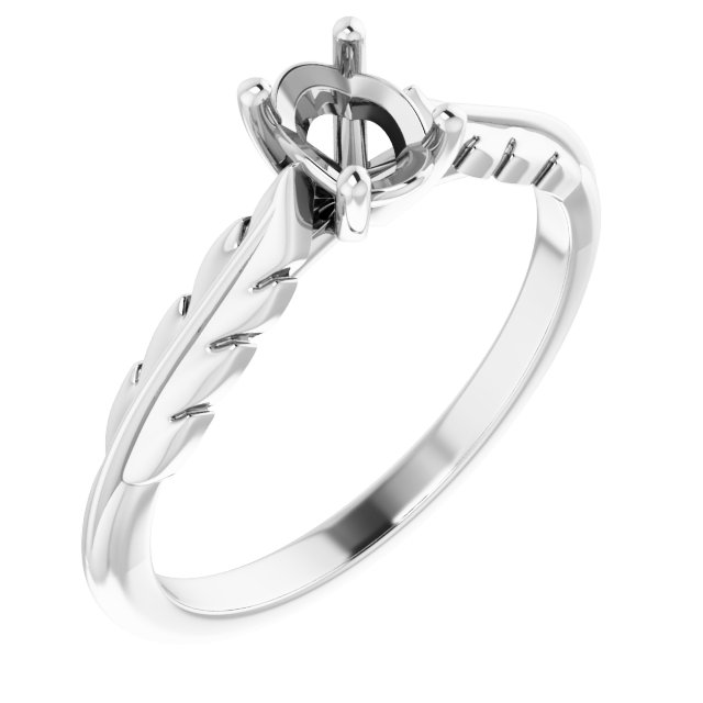 Solitaire Leaf Engagement Ring