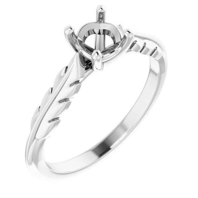 Solitaire Leaf Engagement Ring
