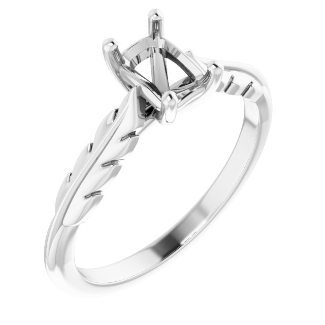 Solitaire Leaf Engagement Ring