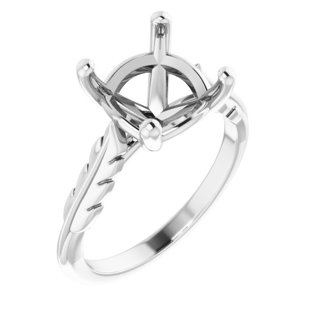 Solitaire Leaf Engagement Ring