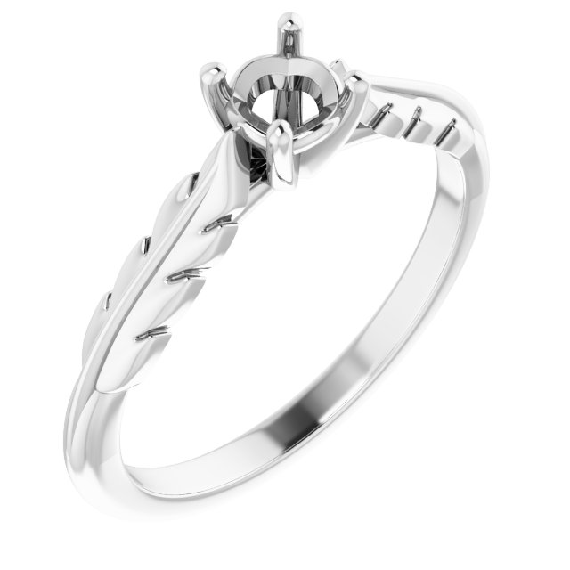 Solitaire Leaf Engagement Ring