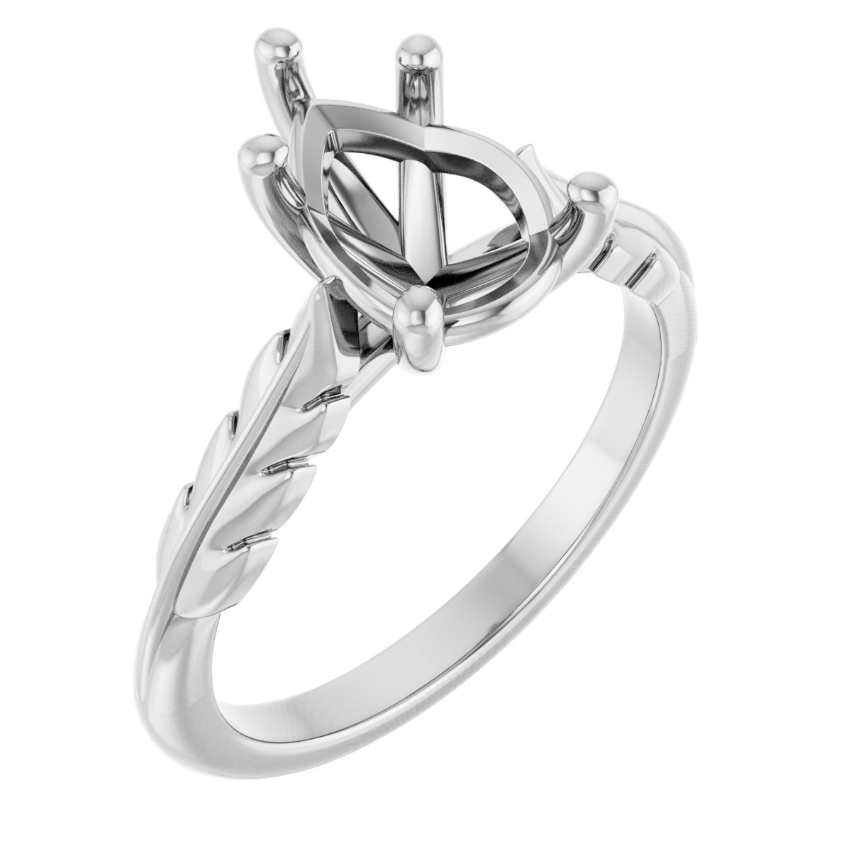 Solitaire Leaf Engagement Ring