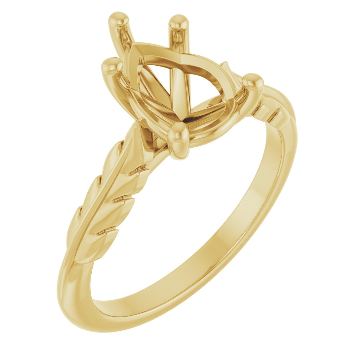 Solitaire Leaf Engagement Ring