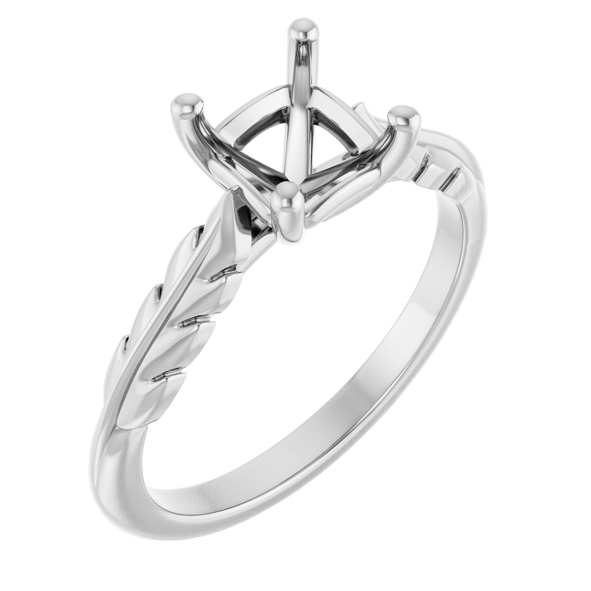 Solitaire Leaf Engagement Ring
