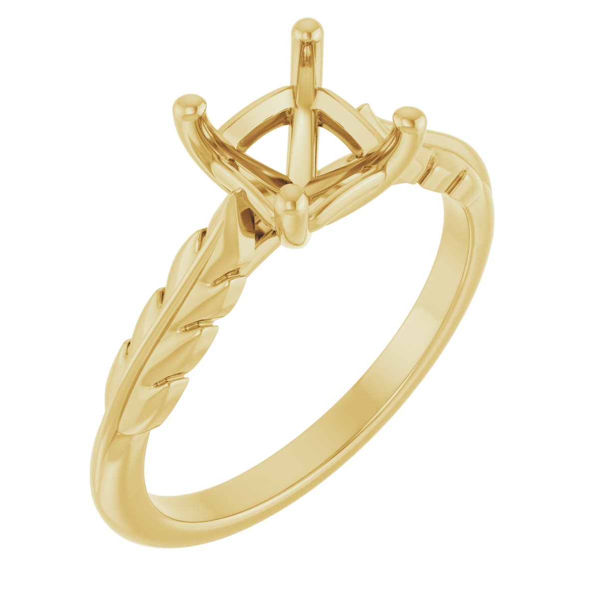 Solitaire Leaf Engagement Ring