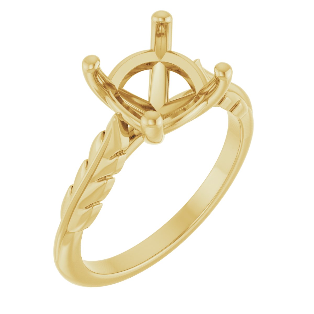 Solitaire Leaf Engagement Ring