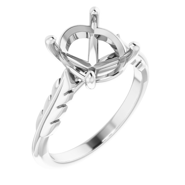 Solitaire Leaf Engagement Ring