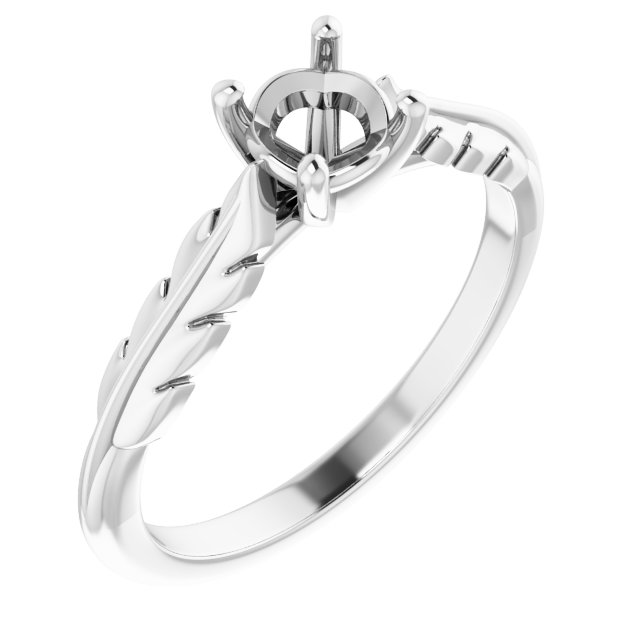 Solitaire Leaf Engagement Ring