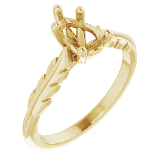 Solitaire Leaf Engagement Ring